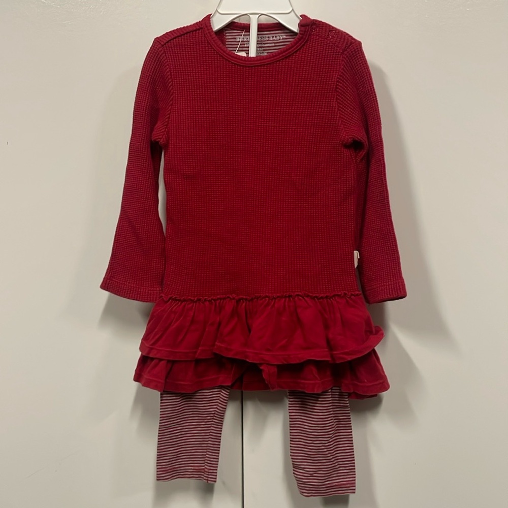 New Burts bees, two-piece holiday. Thermal dress with striped leggings. Cotton.